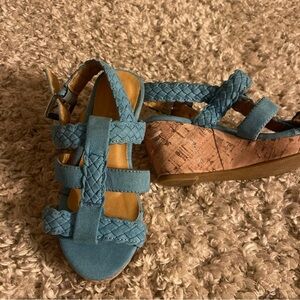 Chase & Chloe Toddler Teal Braided Cork Wedges size 11